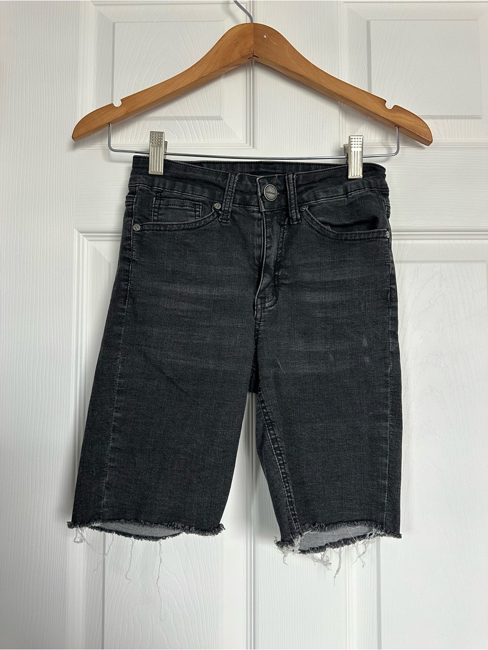Dollhouse Black Denim Bermuda Shorts - Raw Hem
